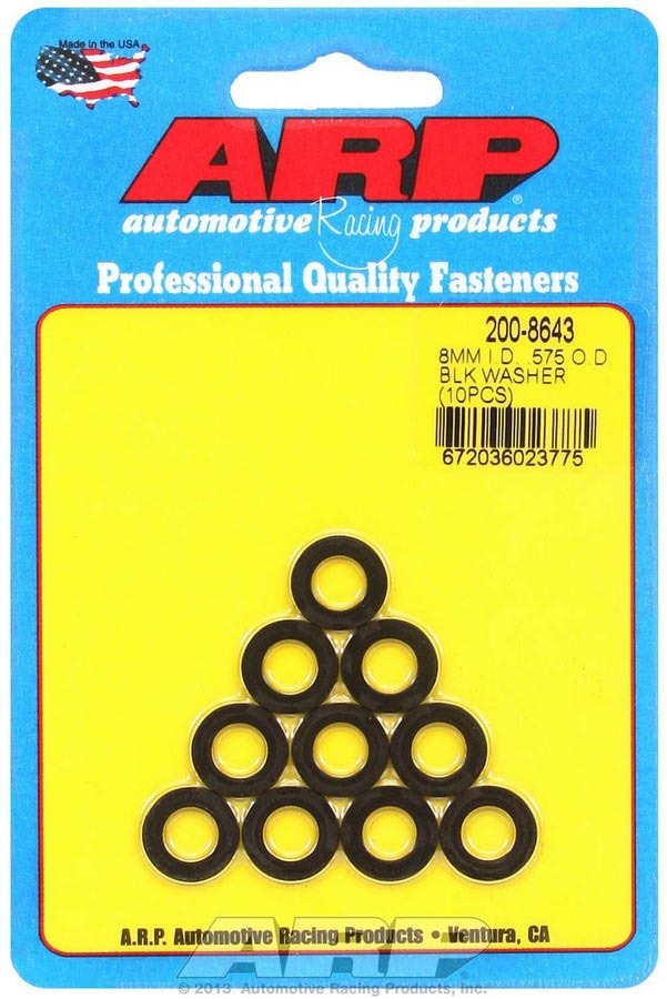 Auto Racing Products 200-8643 Black Washers - 8mm ID x .575 OD (10) Auto Racing Products 200-8643