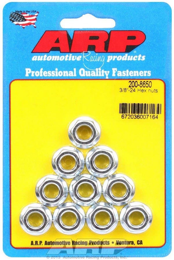Auto Racing Products 200-8650 Hex Nuts - 3/8-24 (10) Auto Racing Products 200-8650