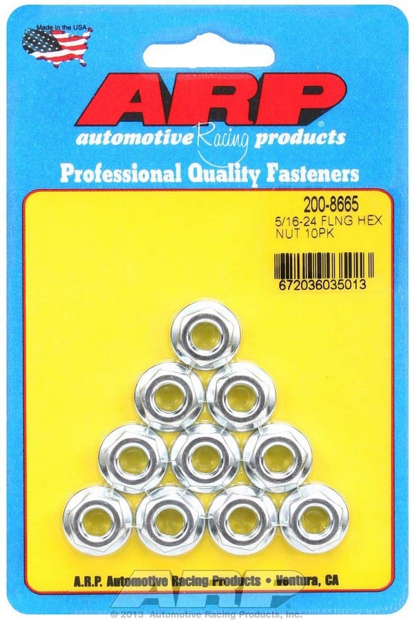 Auto Racing Products 200-8665 Hex Serrated Flange Nuts 5/16-24 (10) Auto Racing Products 200-8665