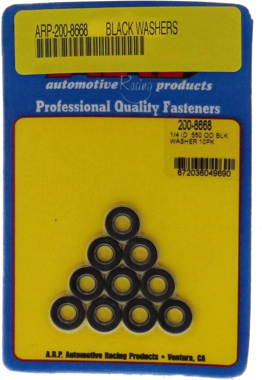 Auto Racing Products 200-8668 1/4 ID .550 OD Washers 10pk - Black Auto Racing Products 200-8668