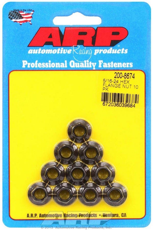 Auto Racing Products 200-8674 Hex Nut Kit w/Flange 5/16-24 (10pk) Auto Racing Products 200-8674