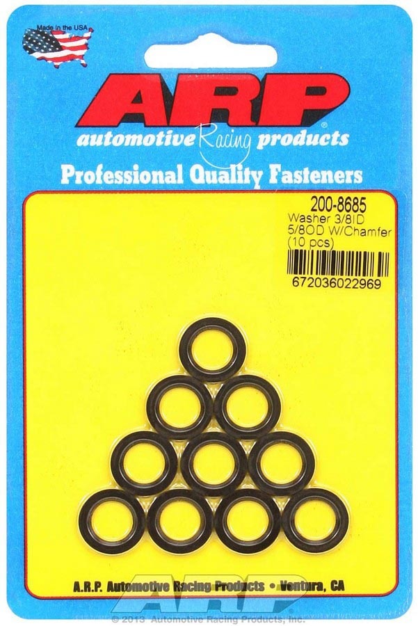 Auto Racing Products 200-8685 Black Washers - 3/8 ID x 5/8 OD Chamfer (10) Auto Racing Products 200-8685