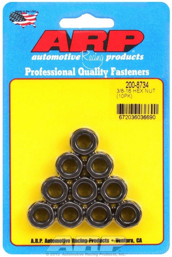 Auto Racing Products 200-8734 Hex Nuts - 3/8-16 (10) Auto Racing Products 200-8734