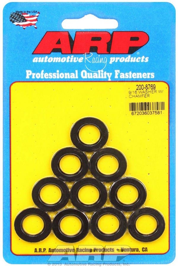 Auto Racing Products 200-8769 Black Washers - 9/16 ID x 1.00 OD Chamfer (10) Auto Racing Products 200-8769