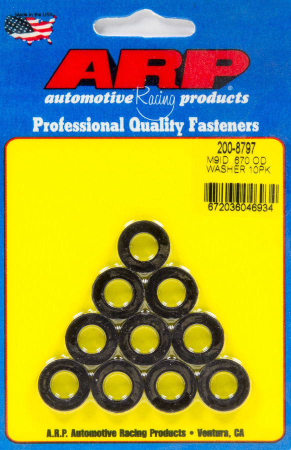 Auto Racing Products 200-8797 Black Washers - 9mm ID x .670 OD (10pk) Auto Racing Products 200-8797