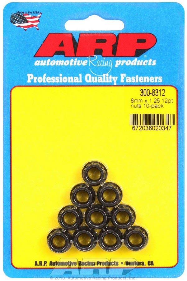 Auto Racing Products 300-8312 8mm x 1.25 12pt. Nuts (10) Auto Racing Products 300-8312