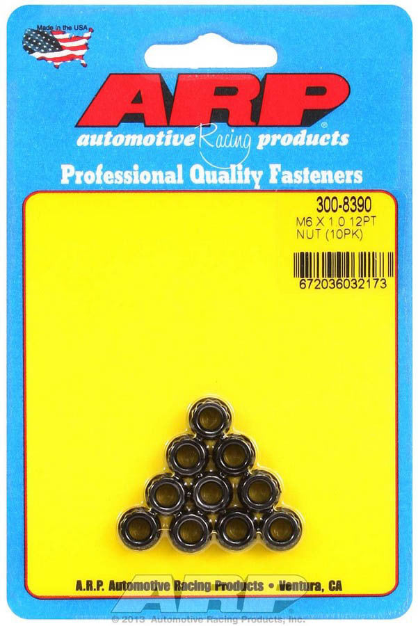 Auto Racing Products 300-8390 6mm x 1.00 12pt. Nuts (10) Auto Racing Products 300-8390