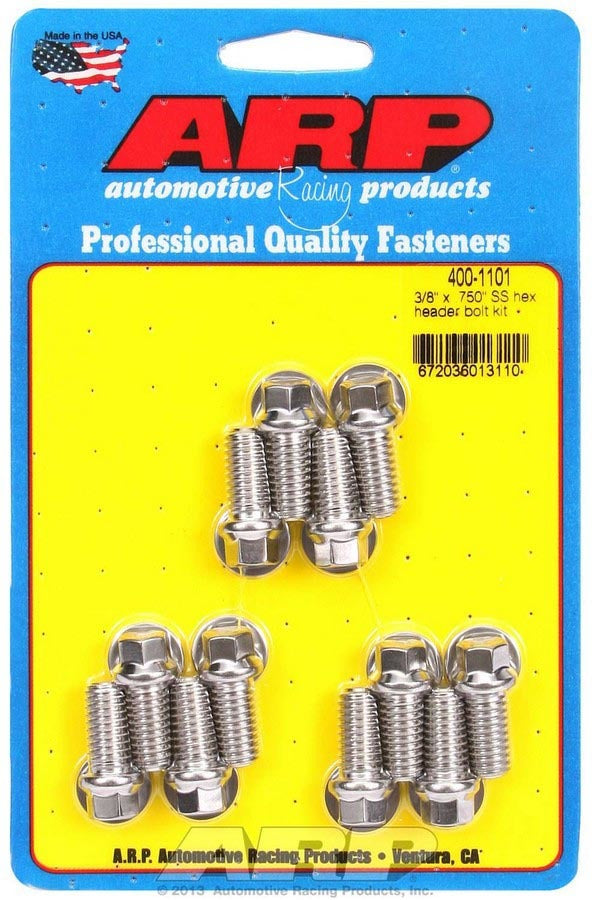 Auto Racing Products 400-1101 S/S Header Bolt Kit - 3/8 x .750 UHL (12) Auto Racing Products 400-1101