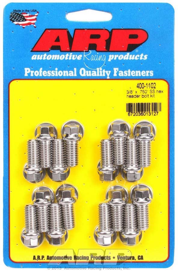 Auto Racing Products 400-1102 S/S Header Bolt Kit - 3/8 x .750 UHL (16) Auto Racing Products 400-1102