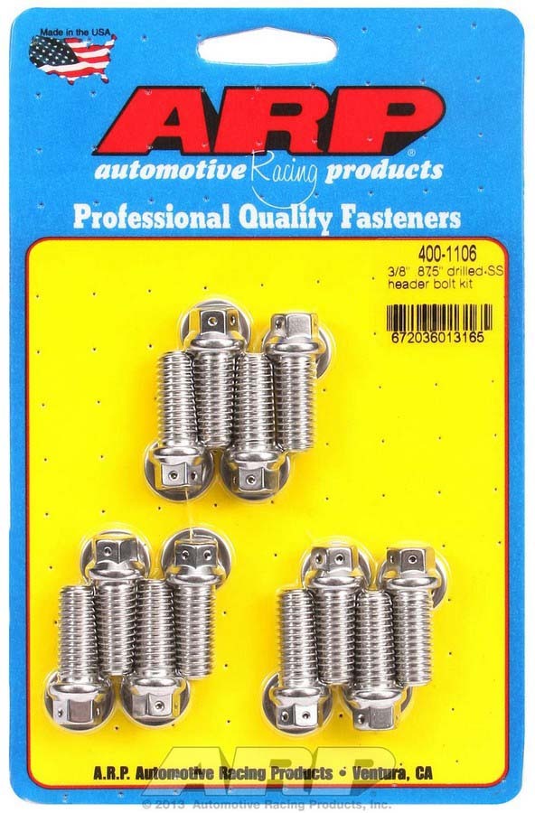 Auto Racing Products 400-1106 S/S Header Bolt Kit - 3/8 x .875 UHL (12) Auto Racing Products 400-1106