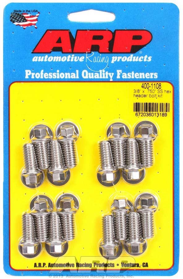 Auto Racing Products 400-1108 S/S Header Bolt Kit - 3/8 x .750 UHL (16) Auto Racing Products 400-1108