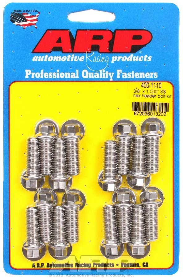 Auto Racing Products 400-1110 S/S Header Bolt Kit - 3/8 x 1.00 UHL (16) Auto Racing Products 400-1110