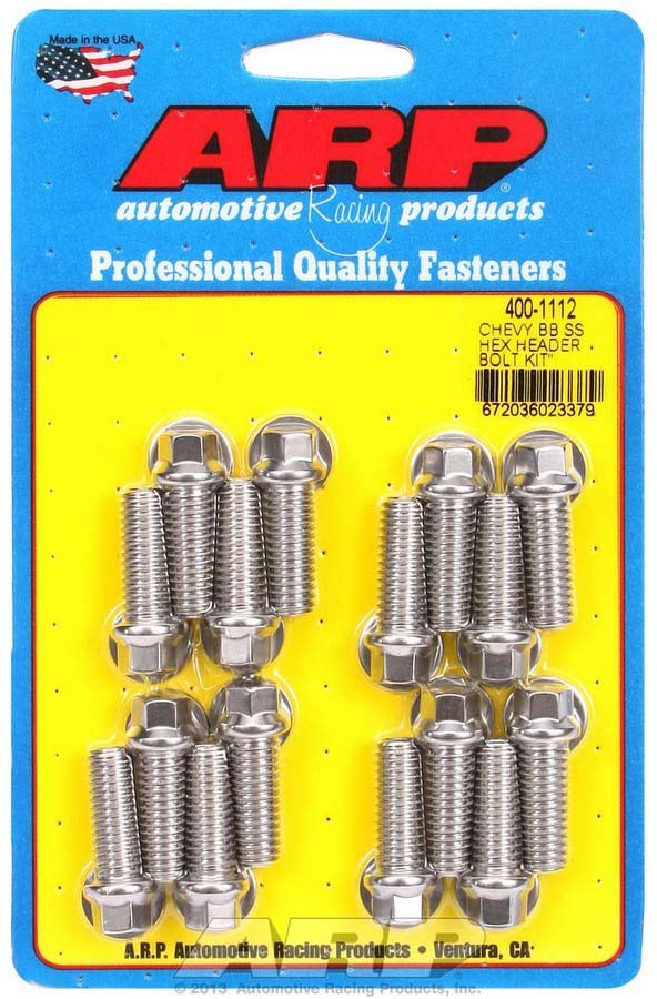 Auto Racing Products 400-1112 S/S Header Bolt Kit - 3/8 x 1.00 UHL (16) Auto Racing Products 400-1112