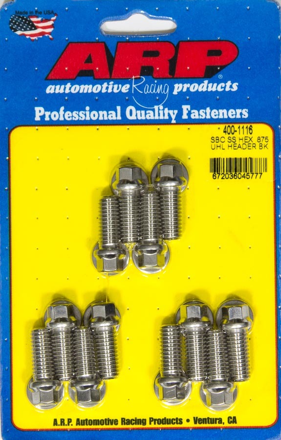 Auto Racing Products 400-1116 Header Bolt Kit - 6pt. 3/8 x .875 UHL (12) Auto Racing Products 400-1116