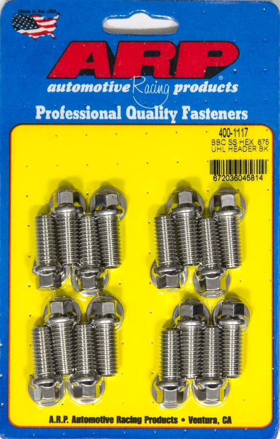 Auto Racing Products 400-1117 Header Bolt Kit - 6pt. 3/8 x .875 UHL (16) Auto Racing Products 400-1117