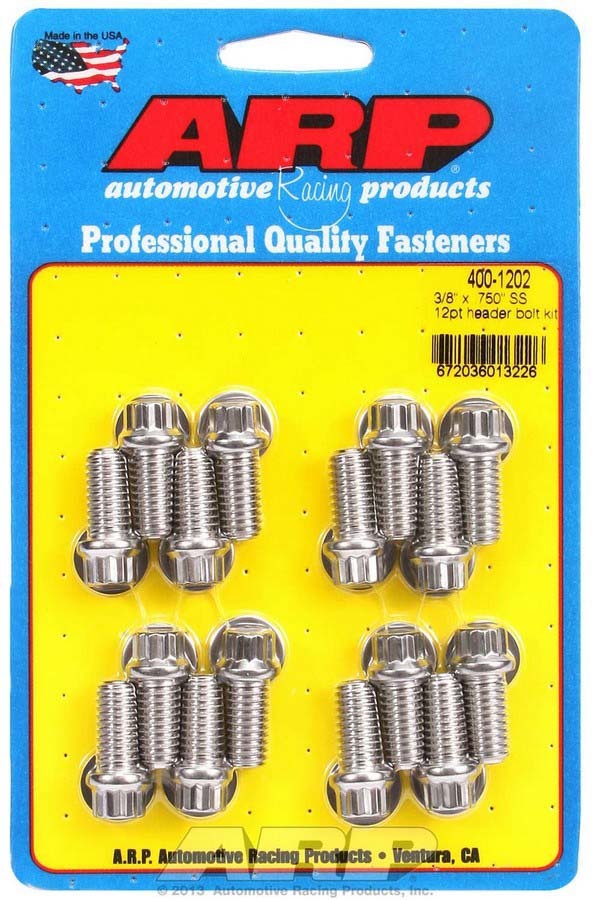 Auto Racing Products 400-1202 S/S Header Bolt Kit - 3/8 x .750 UHL (16) Auto Racing Products 400-1202