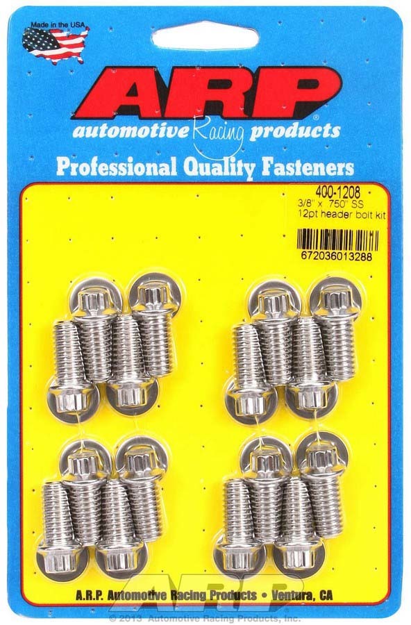 Auto Racing Products 400-1208 S/S Header Bolt Kit - 3/8 x .750 UHL (16) Auto Racing Products 400-1208
