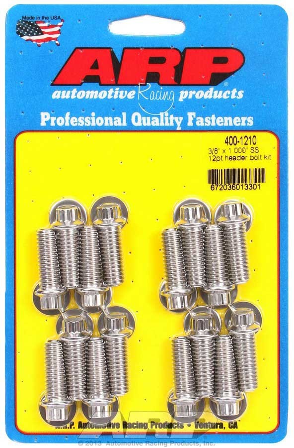 Auto Racing Products 400-1210 S/S Header Bolt Kit - 3/8 x 1.00 UHL (16) Auto Racing Products 400-1210