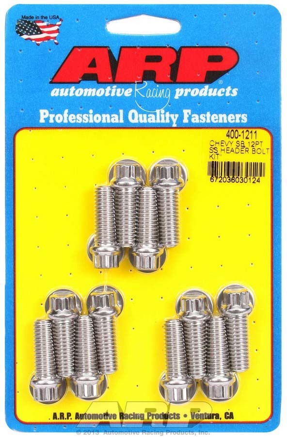 Auto Racing Products 400-1211 S/S Header Bolt Kit - 3/8 x 1.00 UHL (12) Auto Racing Products 400-1211
