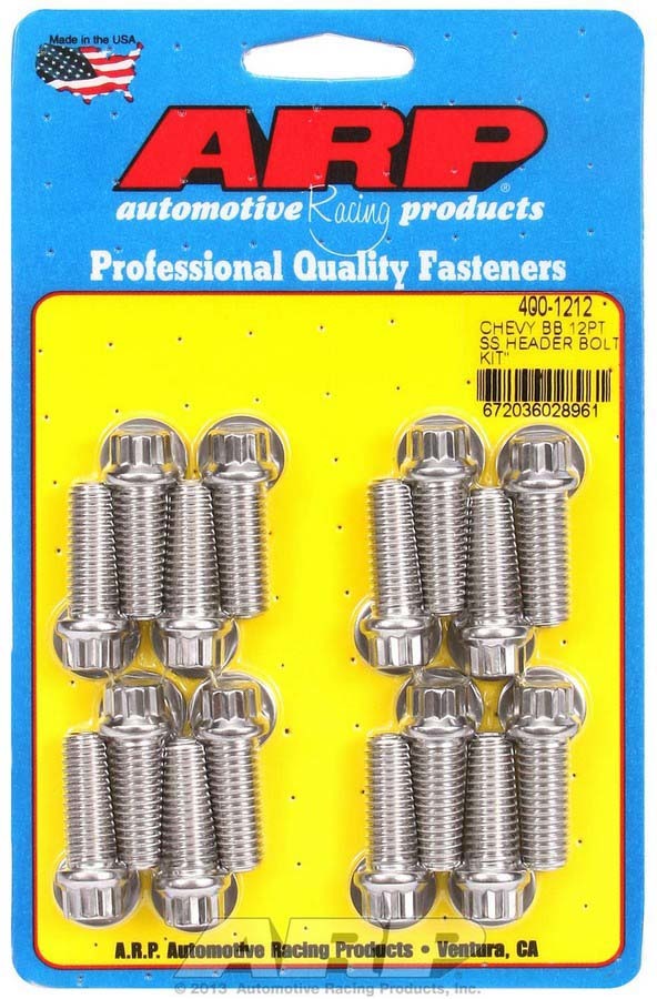 Auto Racing Products 400-1212 S/S Header Bolt Kit - 3/8 x 1.00 UHL (16) Auto Racing Products 400-1212