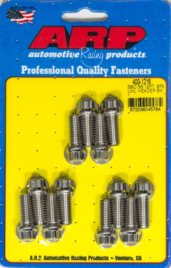 Auto Racing Products 400-1216 Header Bolt Kit - 12pt. 3/8 x .875 UHL (12) Auto Racing Products 400-1216