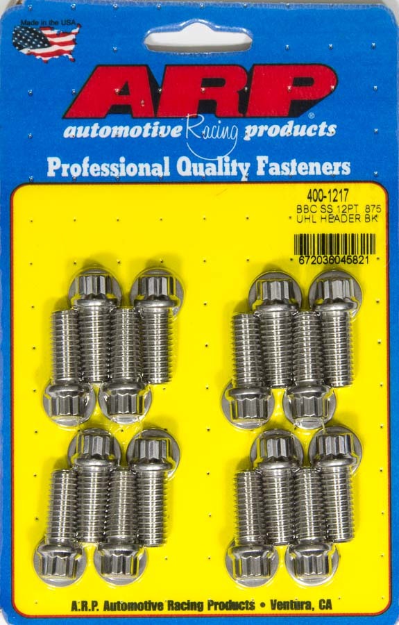 Auto Racing Products 400-1217 Header Bolt Kit - 12pt. 3/8 x .875 UHL (16) Auto Racing Products 400-1217