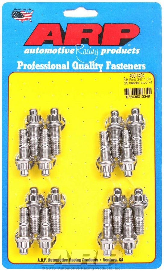 Auto Racing Products 400-1404 S/S Header Stud Kit - 3/8in x 1.670in OAL (16) Auto Racing Products 400-1404