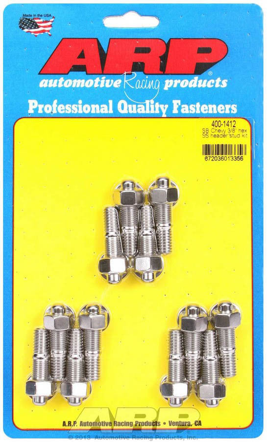 Auto Racing Products 400-1412 S/S Header Stud Kit - 3/8 x 1.670 OAL (12) Auto Racing Products 400-1412