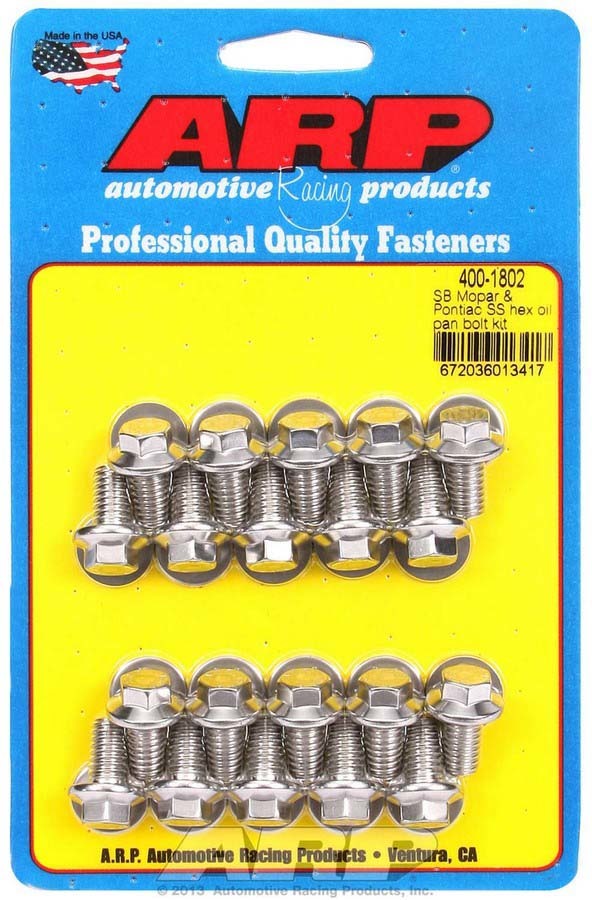 Auto Racing Products 400-1802 Oil Pan Bolt Kit 6pt SS SBM & Pontiac V8 Auto Racing Products 400-1802