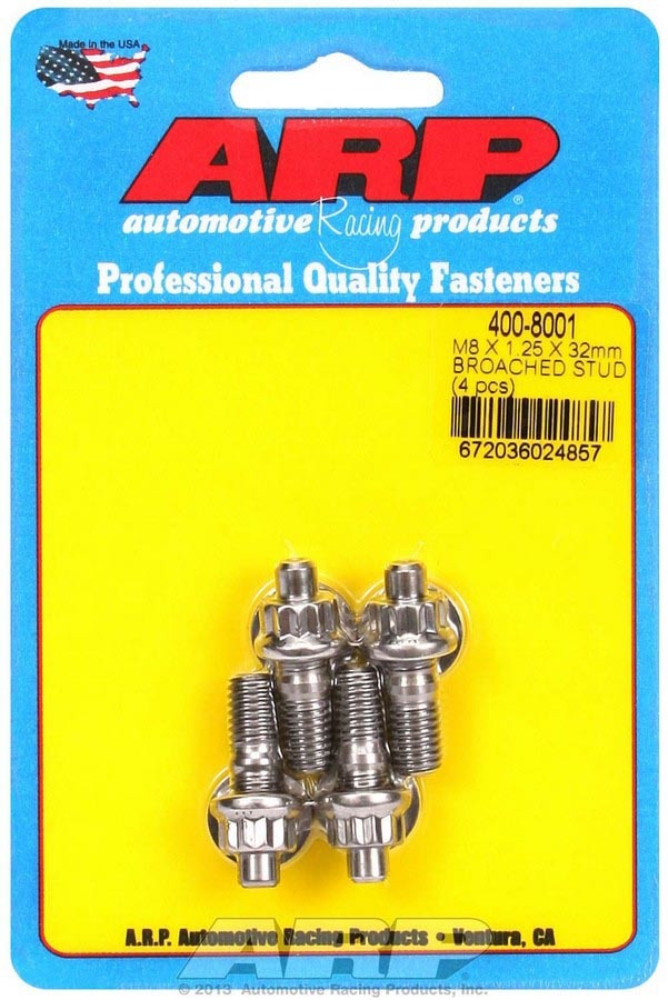 Auto Racing Products 400-8001 S/S Stud Kit - (4) M8 x 1.25in x  32mm Auto Racing Products 400-8001