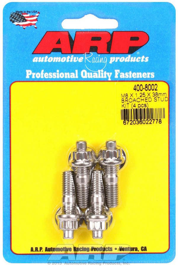 Auto Racing Products 400-8002 S/S Stud Kit - (4) M8 x 1.25in x  38mm Auto Racing Products 400-8002