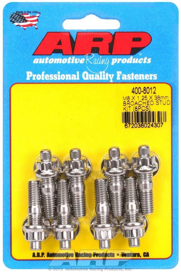 Auto Racing Products 400-8012 Stud Kit - Broached 8pk 8mm x 1.25 x 38mm Auto Racing Products 400-8012