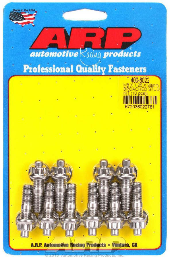 Auto Racing Products 400-8022 S/S Stud Kit - (10) M8 x 1.25in x  38mm Auto Racing Products 400-8022