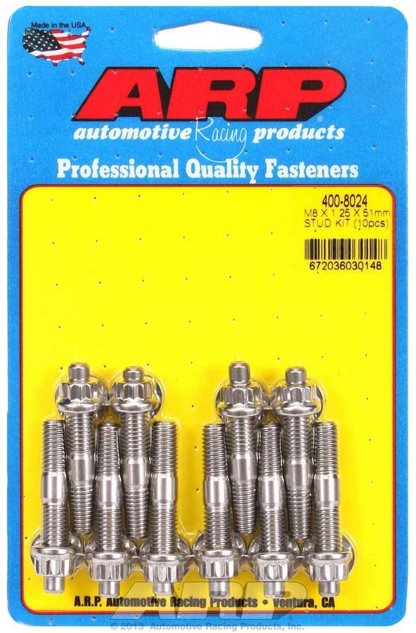 Auto Racing Products 400-8024 S/S Stud Kit - (10) M8 x 1.25in x  51mm Auto Racing Products 400-8024
