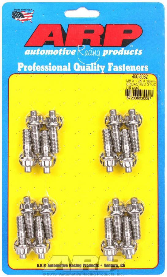 Auto Racing Products 400-8032 S/S Stud & Nut Kit (16) 8mm x 1.25in x  38mm Auto Racing Products 400-8032