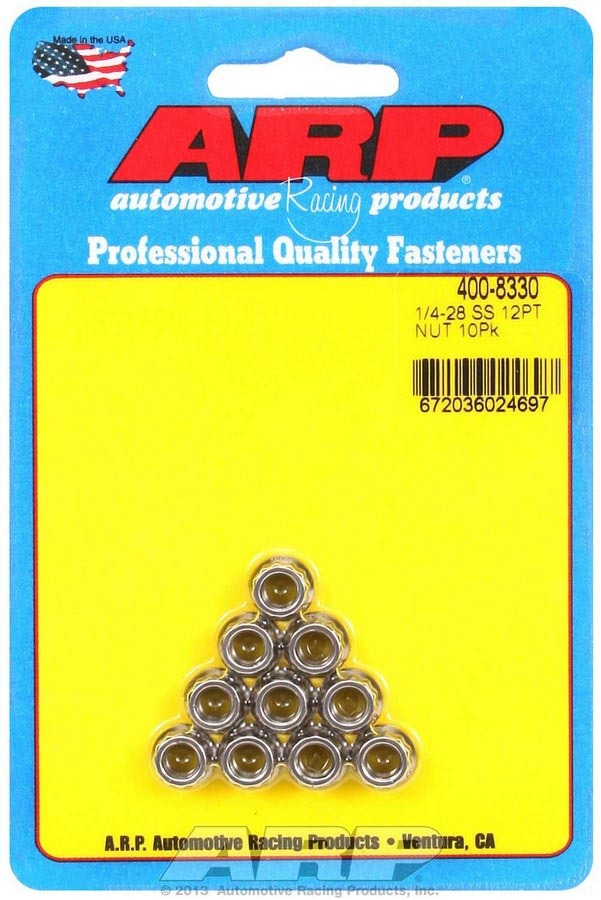 Auto Racing Products 400-8330 S/S 12pt. Nuts - 1/4-28 (10) Auto Racing Products 400-8330