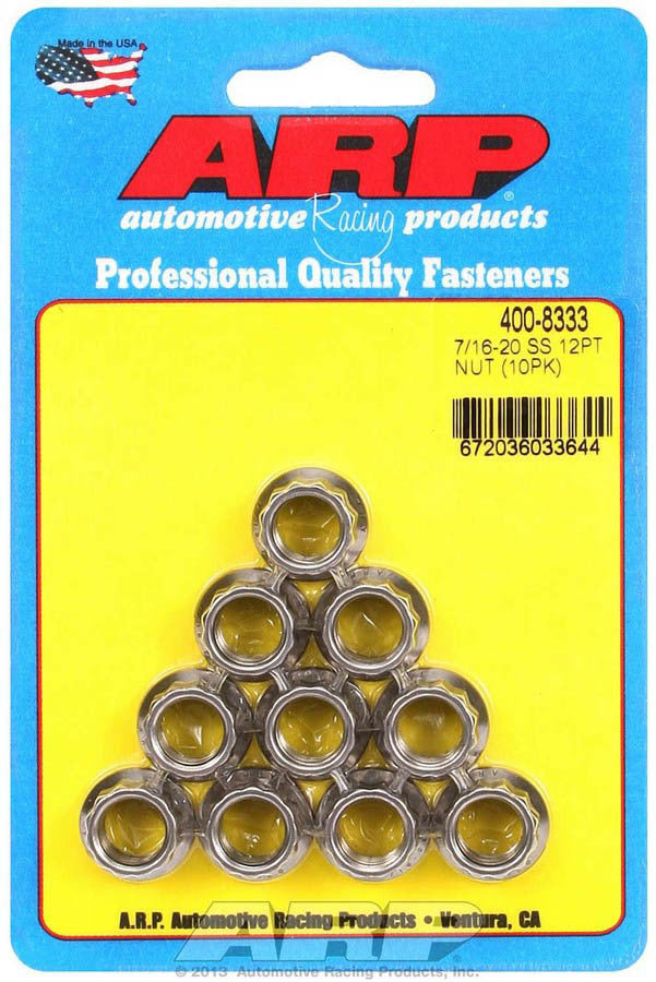 Auto Racing Products 400-8333 S/S 12pt. Nuts - 7/16-20 (10) Auto Racing Products 400-8333