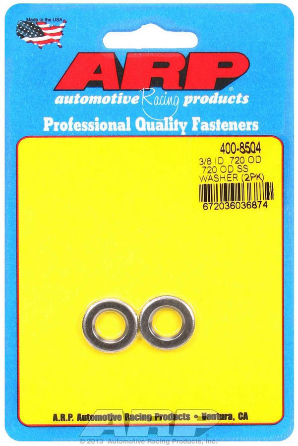 Auto Racing Products 400-8504 S/S Flat Washers - 3/8 ID x .715 OD (2pk) Auto Racing Products 400-8504