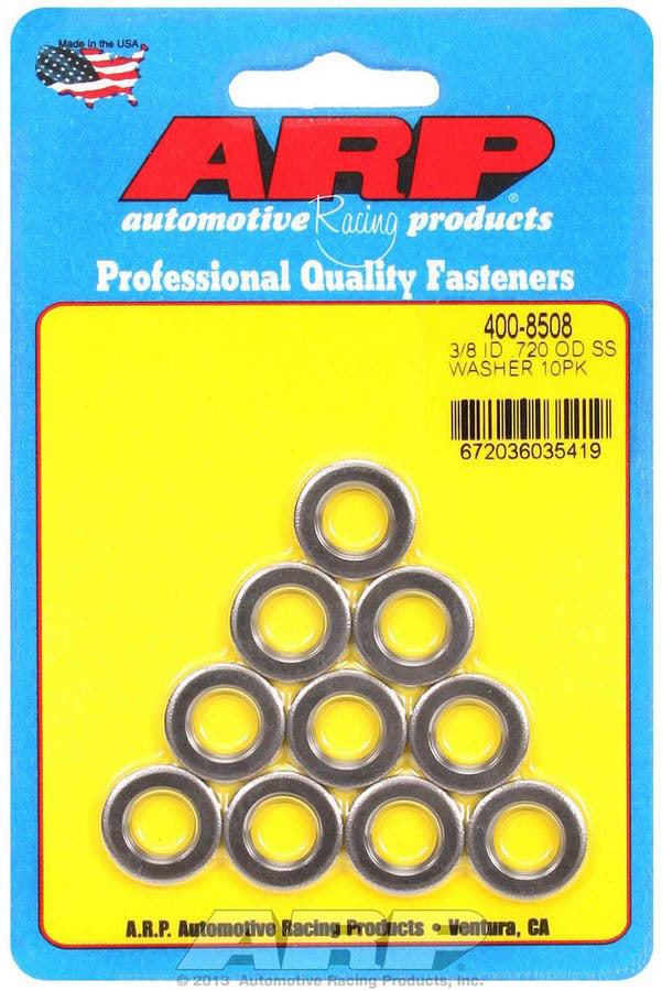Auto Racing Products 400-8508 S/S Flat Washers - 3/8 ID x .715 OD (10) Auto Racing Products 400-8508