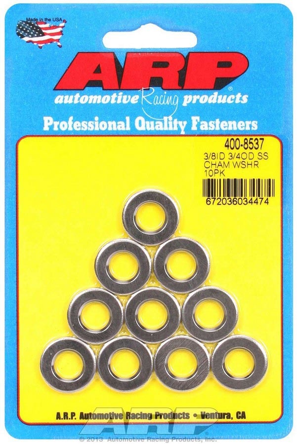 Auto Racing Products 400-8537 S/S Flat Washers - 3/8 ID x 3/4 OD (10) Auto Racing Products 400-8537