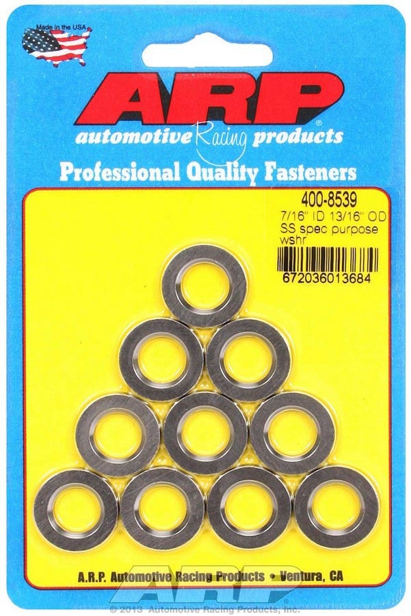 Auto Racing Products 400-8539 S/S Flat Washers - 7/16 ID x 13/16 OD (10) Auto Racing Products 400-8539
