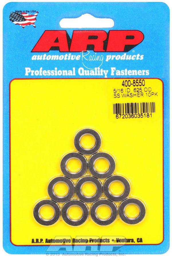 Auto Racing Products 400-8550 S/S Flat Washers - 5/16 ID x .625 OD (10) Auto Racing Products 400-8550