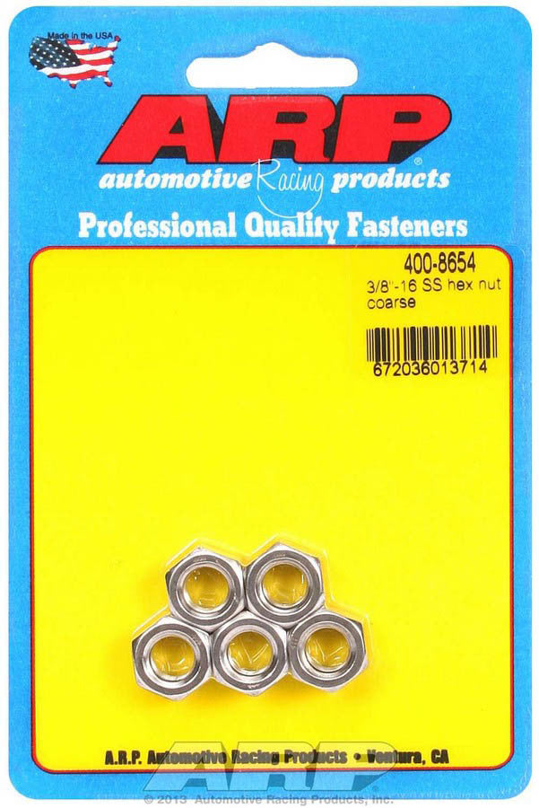 Auto Racing Products 400-8654 S/S Hex Nuts - 3/8-16 (5) Auto Racing Products 400-8654