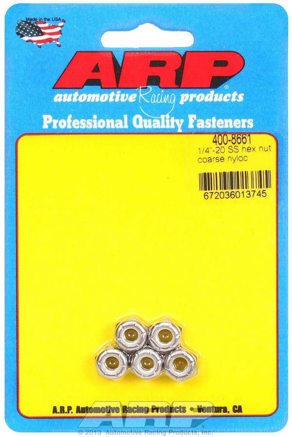 Auto Racing Products 400-8661 S/S Hex Nyloc Nuts 1/4-20 (5) Auto Racing Products 400-8661