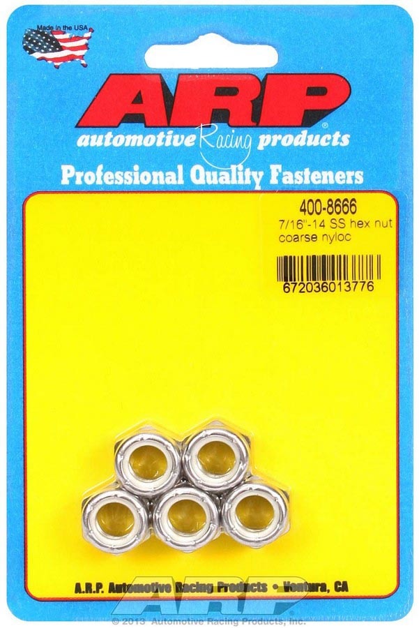 Auto Racing Products 400-8666 S/S Hex Nyloc Nuts 7/16-14 (5) Auto Racing Products 400-8666