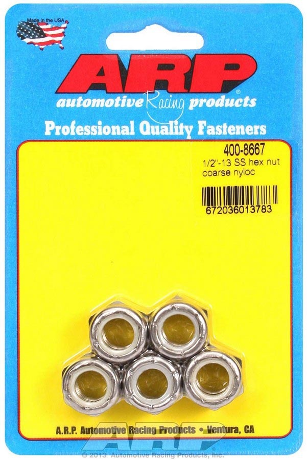 Auto Racing Products 400-8667 S/S Hex Nyloc Nuts 1/2-13 (5) Auto Racing Products 400-8667
