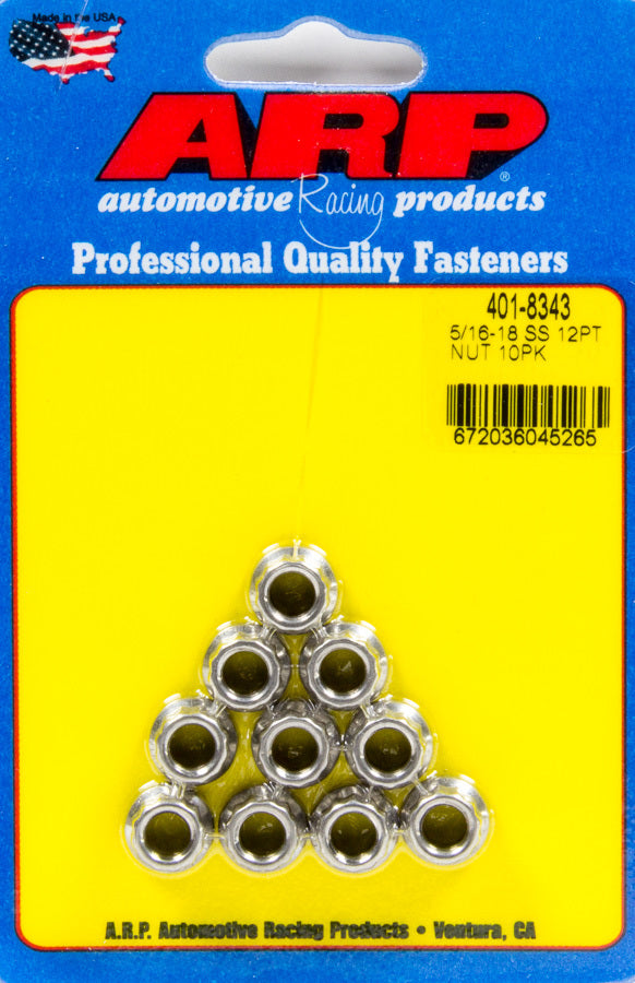 Auto Racing Products 401-8343 S/S 12pt. Nut - 5/16-18 10pk Auto Racing Products 401-8343