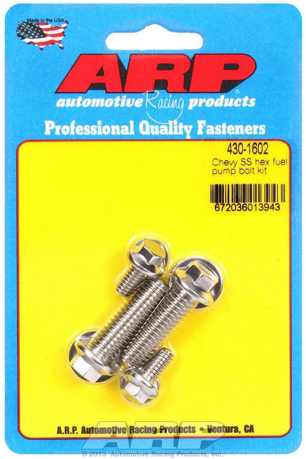 Auto Racing Products 430-1602 S/S Chevy Fuel Pump Bolt Kit 6pt. Auto Racing Products 430-1602