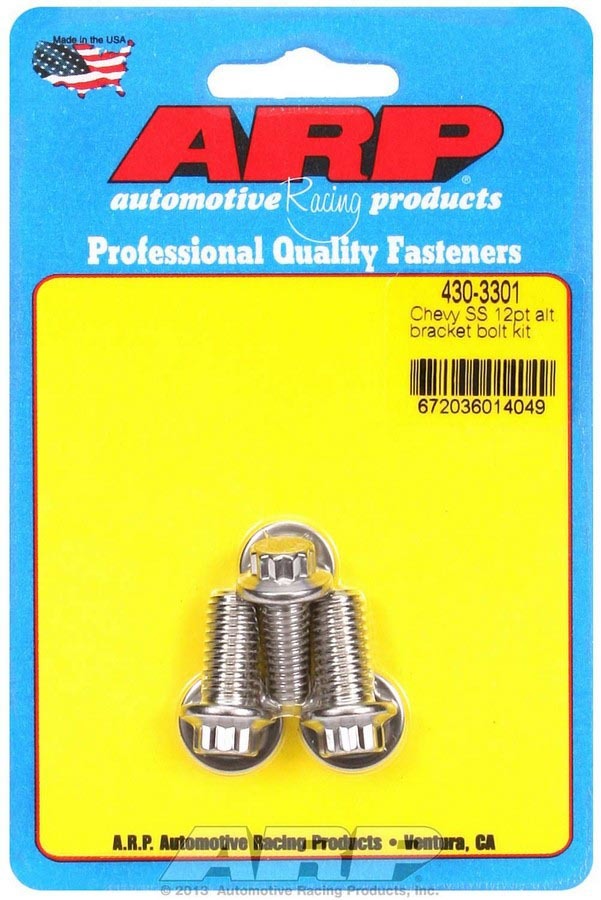 Auto Racing Products 430-3301 S/S Chevy Alternator Bracket Bolt Kit 12pt. Auto Racing Products 430-3301