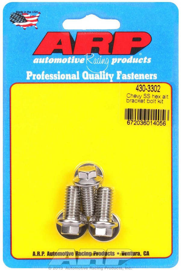 Auto Racing Products 430-3302 S/S Chevy Alternator Bracket Bolt Kit 6pt. Auto Racing Products 430-3302